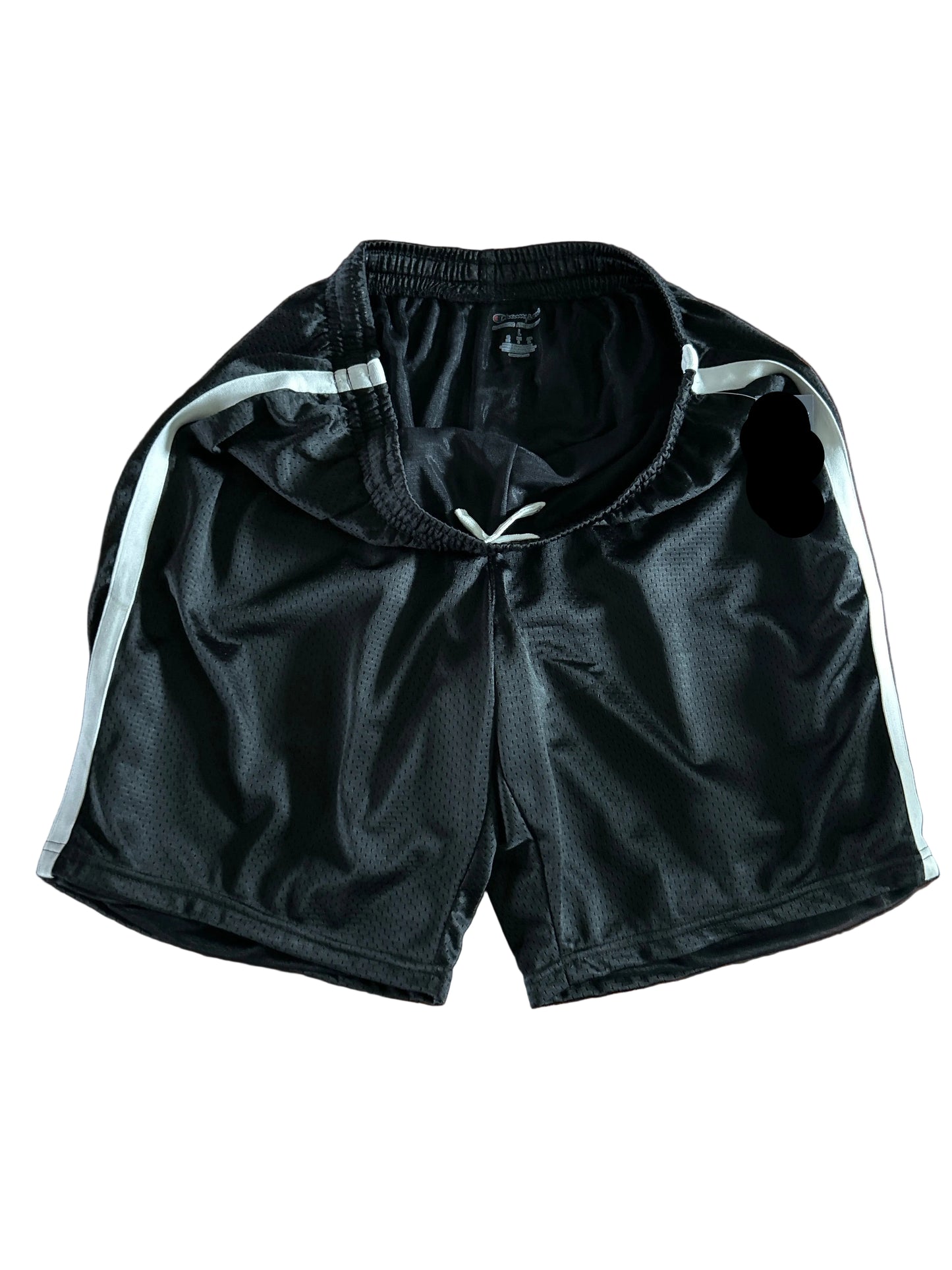 Champion Authentic Athleticwear Mesh Shorts - Black with Solid White Ribbon on Sides