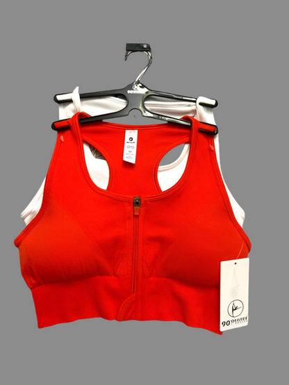 90 Degree By Reflex High Perform. Orang/WHITE Full Sup.-Sport  Bra Set-2 Size. M