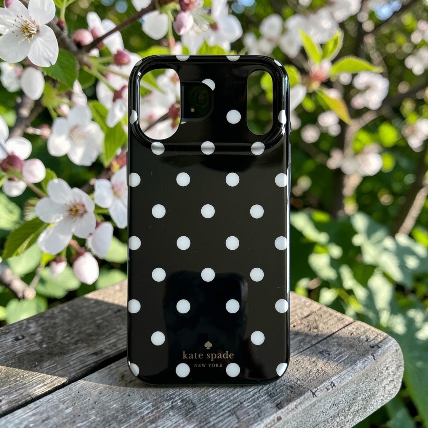 Kate Spade New York iPhone 17 Pro Max Case - White Polka Dots Black - MagSafe Compatible