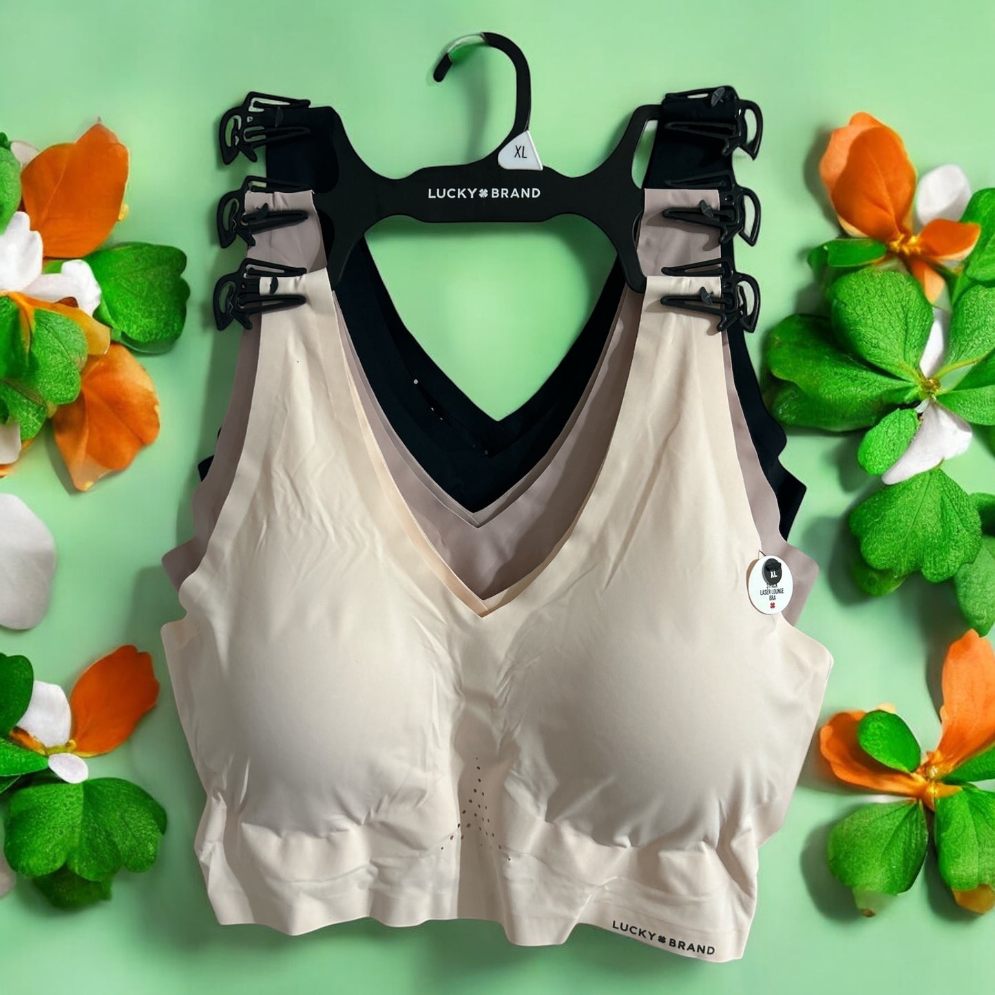 NÁUTICA 3~PACK INTIMATES LOUNGE SIZE L BRAS LASER CUT MULTICOLOR-NT3794~MSRP$64