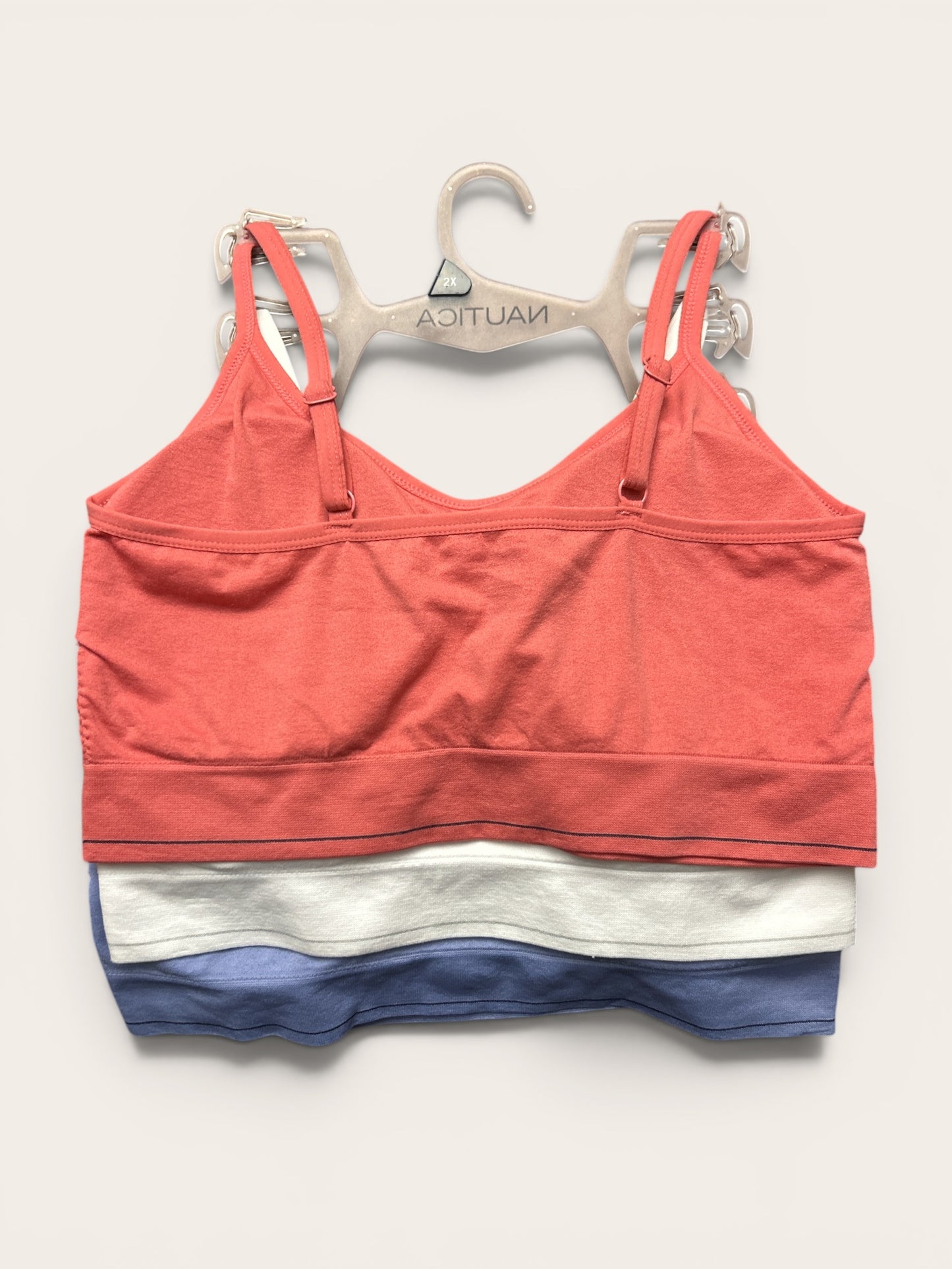 Nautica Intimates Pull-On Bra with Removable Cups – 3-Pack (Coral, White & Blue) | Size 2X