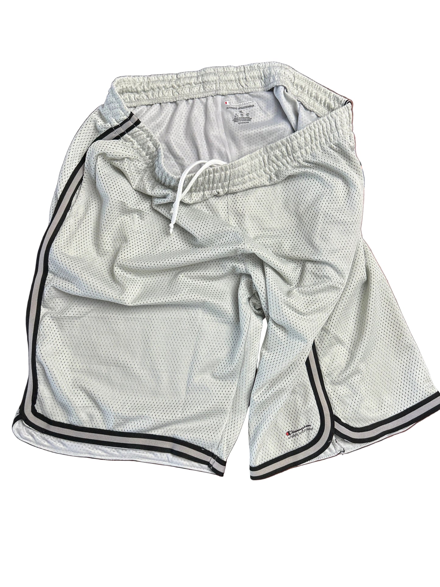 Champion Authentic Athleticwear Mesh Shorts - Silver with Black Ribbons on Sides