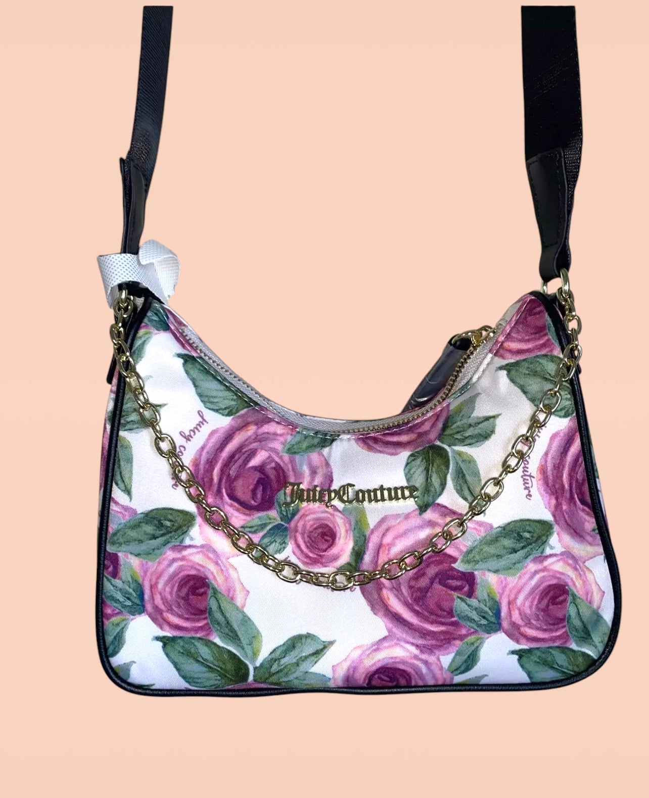 JUICY COUTURE GARDEN CREAM CHAINS IN LOVE CROSSBODY BAG WITH AIRPOD CASE POUCH