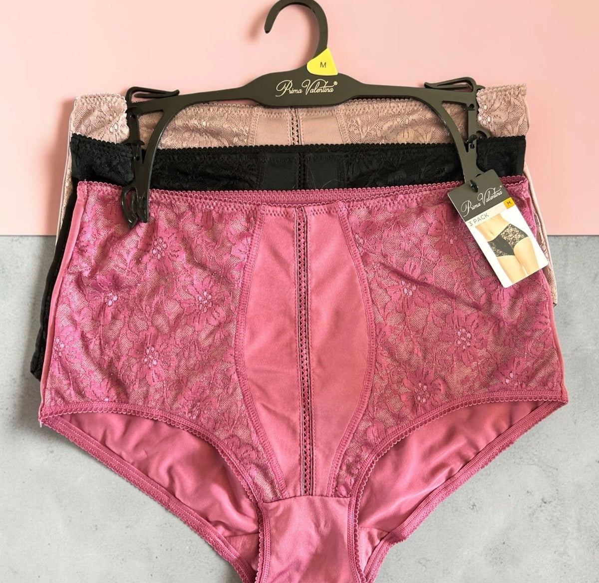 Prima Valentina 3-Pack Lace Hi-Cut Briefs Style 68022 - Multicolor Seamless