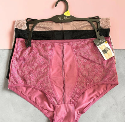 Prima Valentina 3-Pack Lace Hi-Cut Briefs Style 68022 - Multicolor Seamless