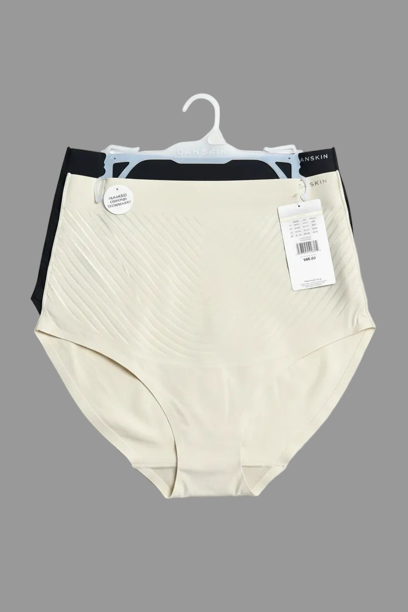 Danskin 2-Pack Women's Shaping Briefs DS3264 - Black/Ivory - All Sizes