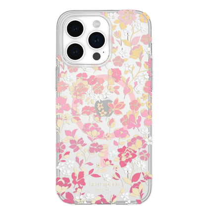 Kate Spade New York iPhone 14 Pro Max Case - Pink Flowers & Rhinestones - MagSafe Compatible