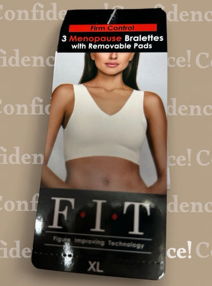F.I.T.  3-Pack Comfort Bralettes Laser Cut Multicolor - Size XL B29690H3