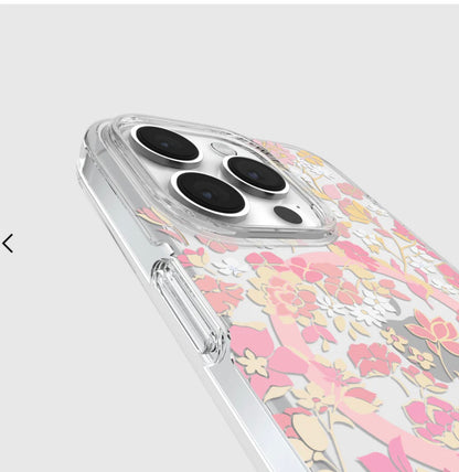 Kate Spade New York iPhone 14 Pro Max Case - Pink Flowers & Rhinestones - MagSafe Compatible