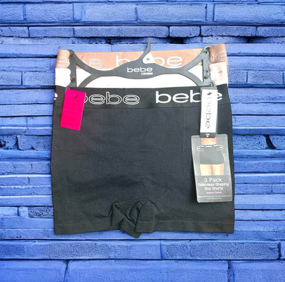 Bebe Women's 3-Pack LOGO Seamless Shaping Boyshorts - Barbie Theme - Medium Control