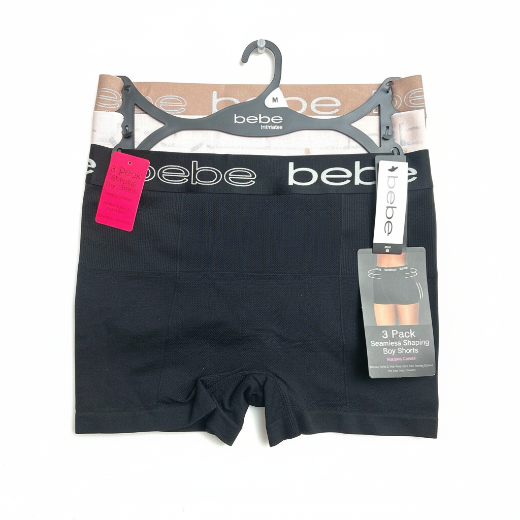 Bebe Women's 3-Pack LOGO Seamless Shaping Boyshorts - Barbie Theme - Medium Control