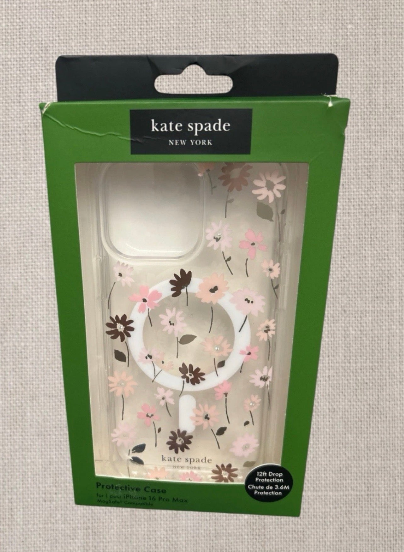 Kate Spade New York iPhone 15 Pro Max Case - Pink Daisies & Iridescent Copper Flowers - MagSafe Compatible