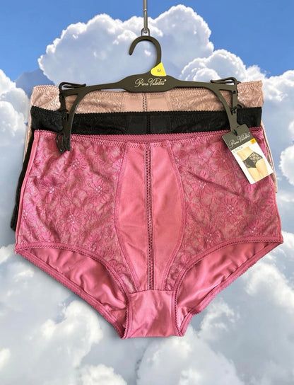 Prima Valentina 3-Pack Lace Hi-Cut Briefs Style 68022 - Multicolor Seamless