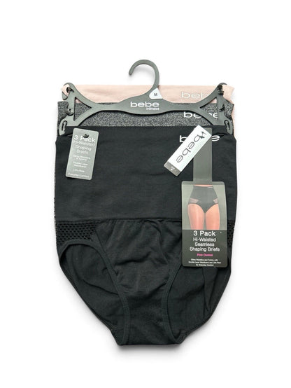 bebe Women's 3-Pack Shaping Briefs Firm Control High Waist