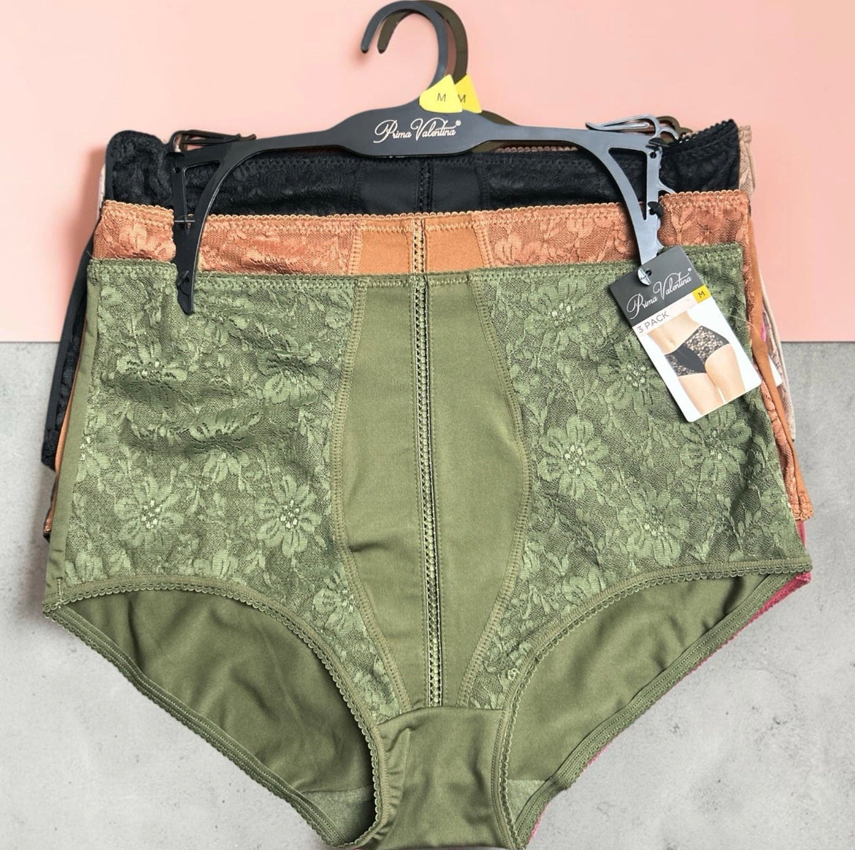 Prima Valentina 3-Pack Lace Hi-Cut Briefs Style 68022 - Multicolor Seamless