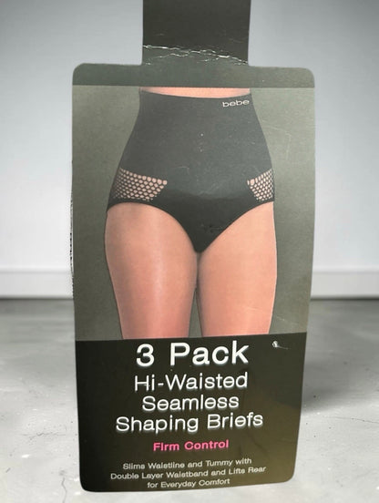 bebe Women's 3-Pack Shaping Briefs Firm Control High Waist