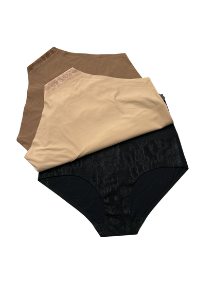 F.I.T. Panties - 3-Piece Floral Set - High-Waisted Lace & Bonded Briefs