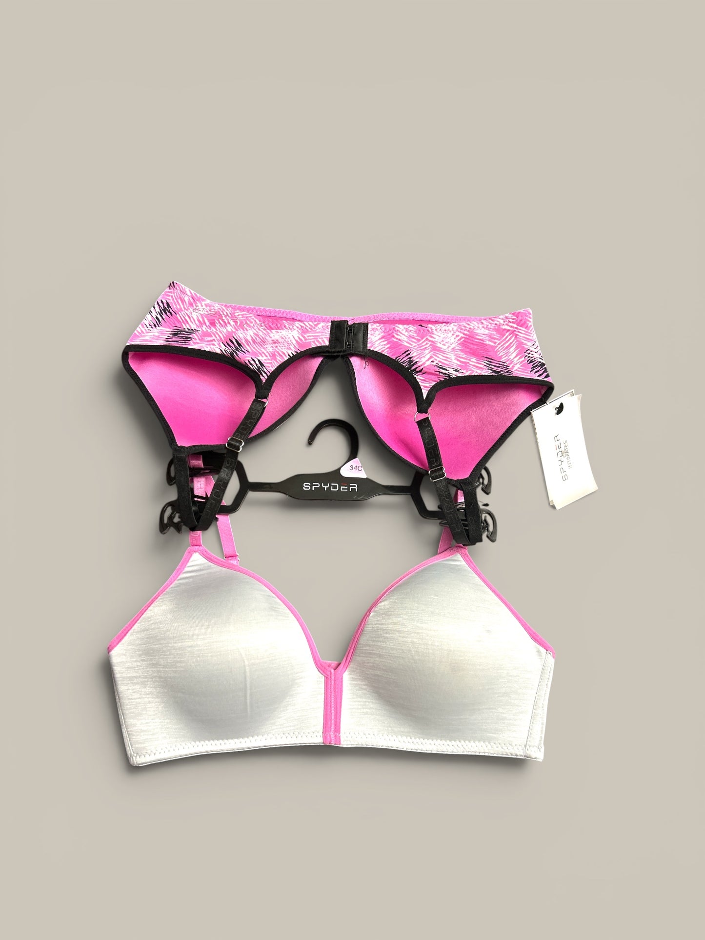 Spyder Intimates Seamless Bra - Set of 2 ~ Size 34C ~ Sketchy/Light Heather