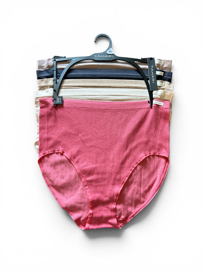 Tahari Plus Size Seamless Rib Briefs – 5-Pack Multicolor | Feel-Good Comfort, All Day Long