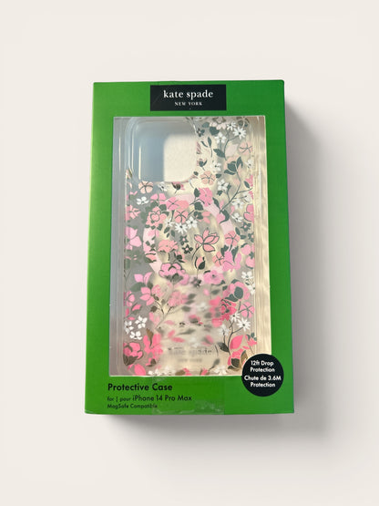 Kate Spade New York iPhone 14 Pro Max Case - Pink Flowers & Rhinestones - MagSafe Compatible
