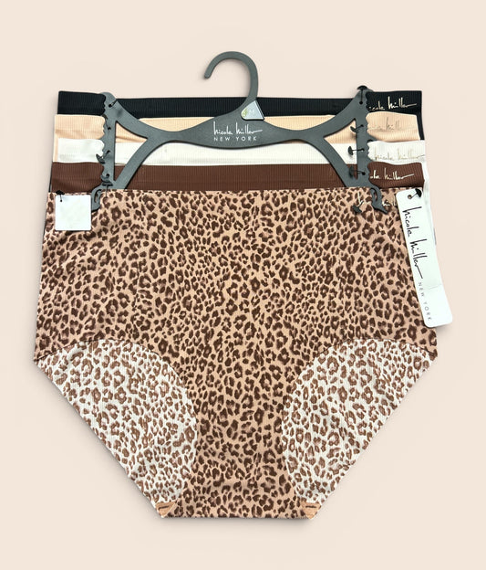 Nicole Miller New York Mid-Rise Seamless No-Show Briefs – 5-Pack Multicolor set