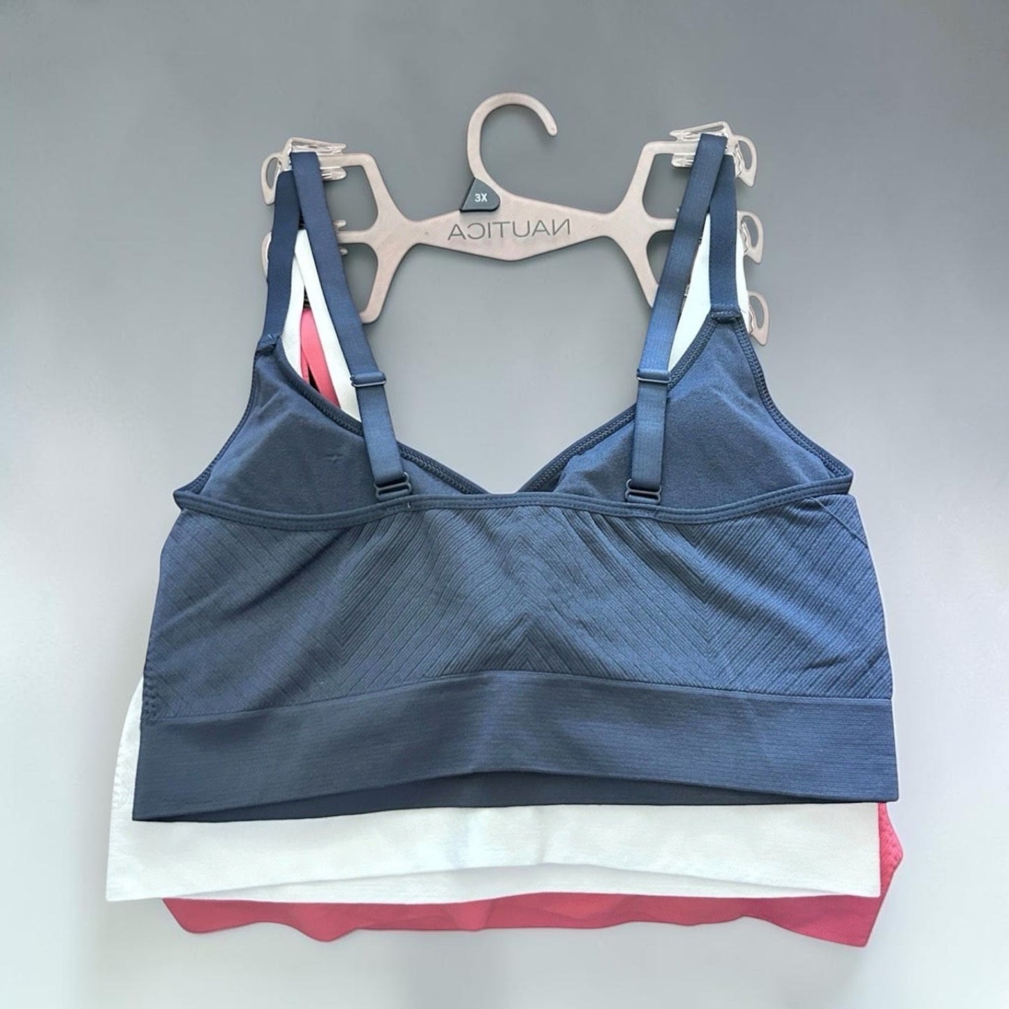 Nautica Intimates Pull-On Bra with Removable Cups – 3-Pack (Coral, White & Blue)