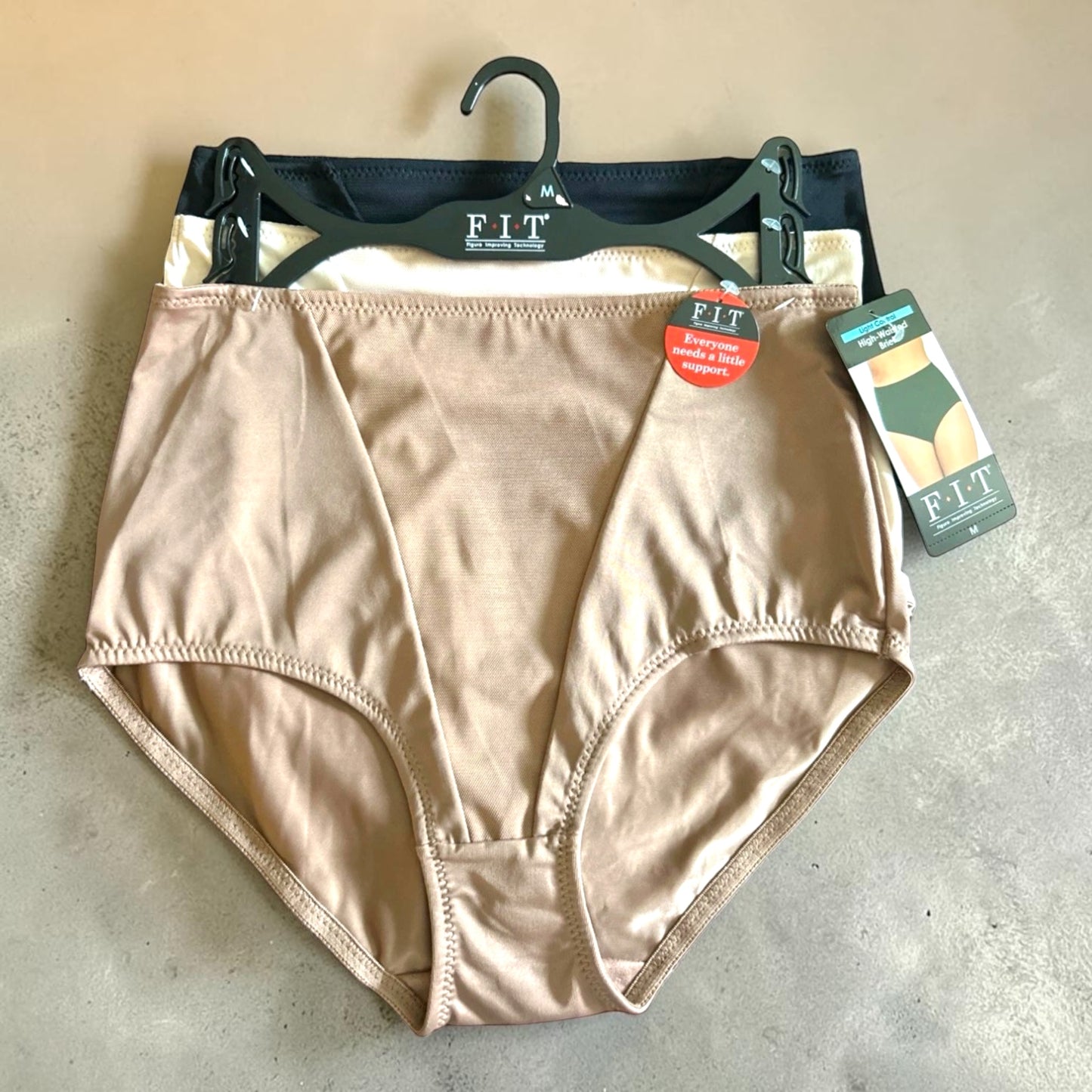 F.I.T. Figure Improving Technology 176039H3 - 3 Pack High-Waist Light Control Shaping Briefs ~GREAT FIT!