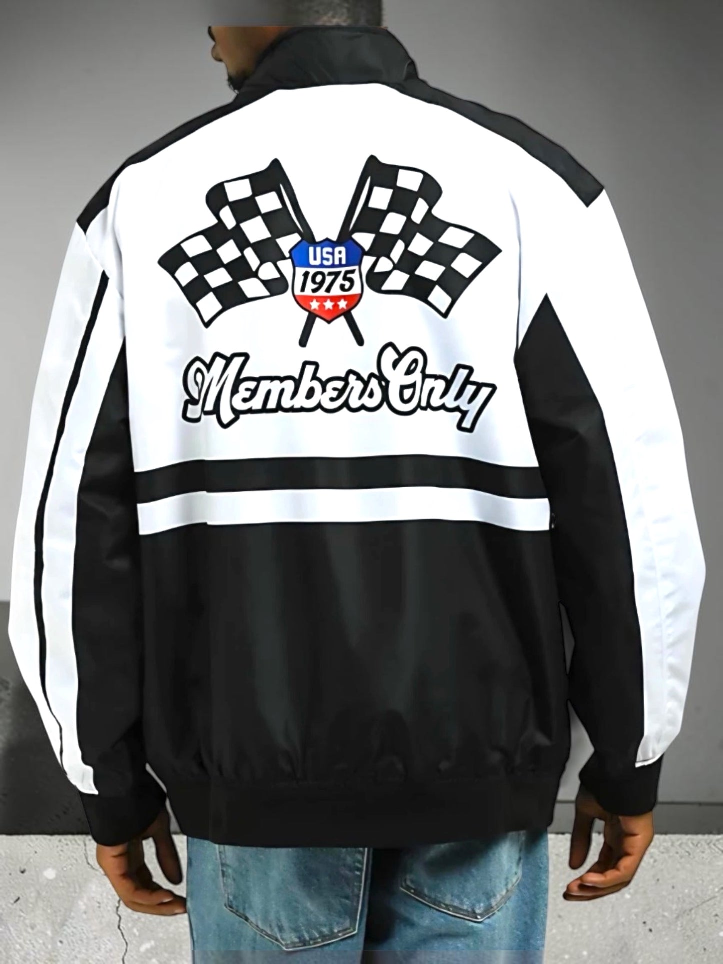 Members Only Windbreaker Shell Jacket MM015203 - Black/White/Blue/Red NWT