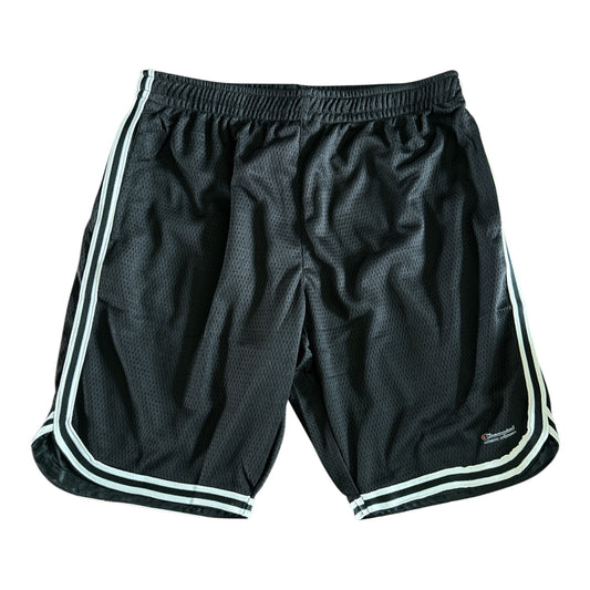 Champion Authentic Athleticwear Mesh Shorts - Black with White & Black Ribbon and Champion Authentic Activewear Logo