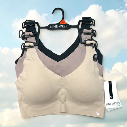 Nine West 3-Pack Laser Cut Lounge Rib Bra - Removable Pads - Sizes M & L - NWT