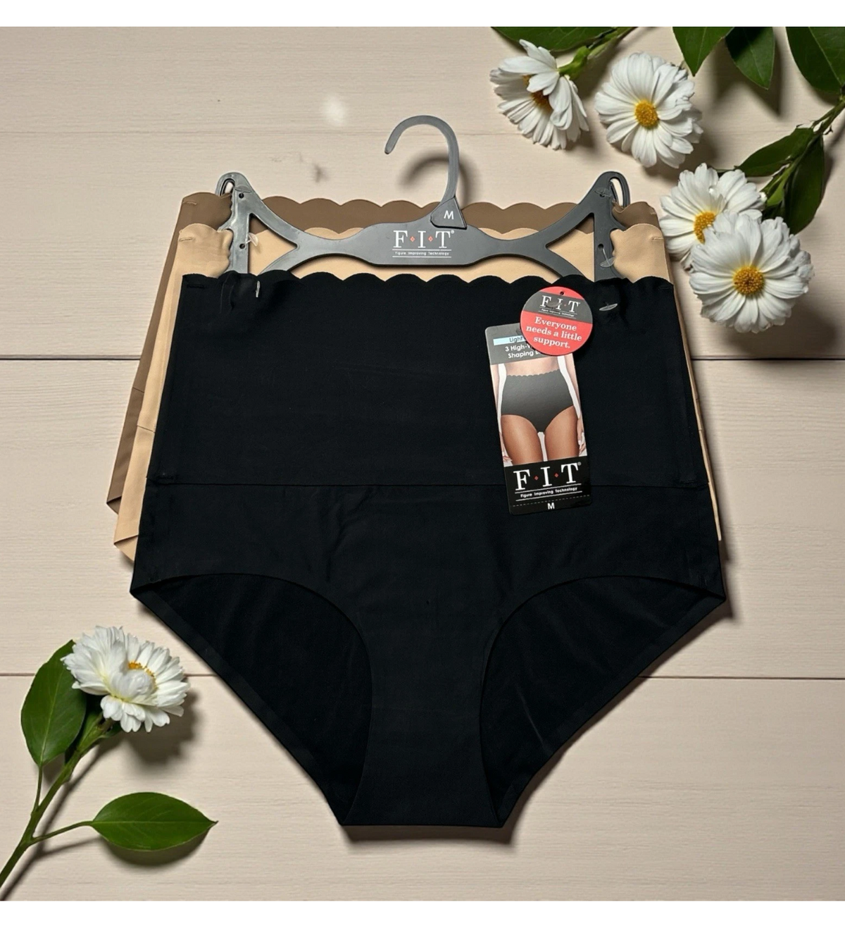 F.I.T. Figure Improving Technology Women's High-Waist Scallop Briefs 3-Pack