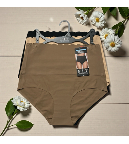 F.I.T. Figure Improving Technology Women's High-Waist Scallop Briefs 3-Pack