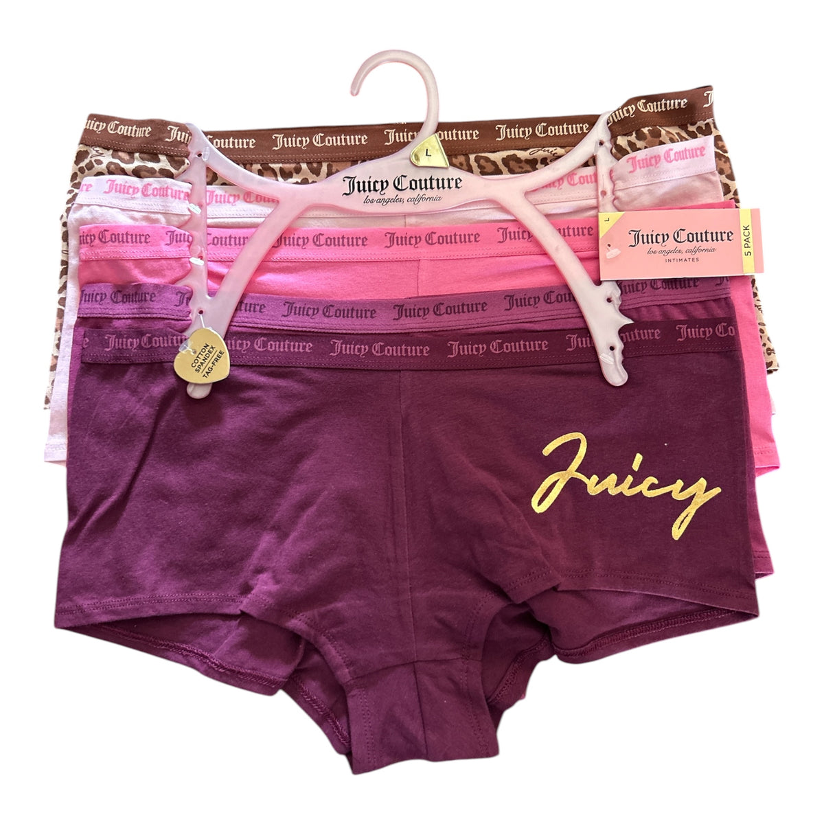 Juicy Couture Women Boyshort Underwear Cotton Stretch 5-Pack JC7530