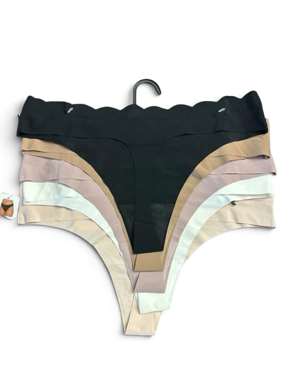 Sophie B Invisible No Show Scallop Thong Panty 5-Pack Multicolor Women Size L