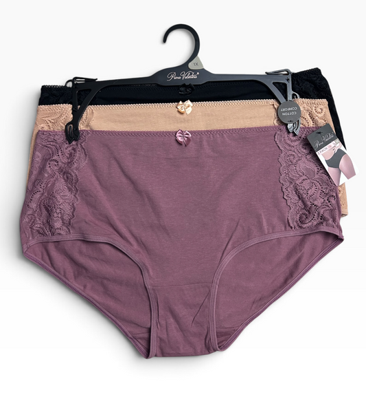 Prima Valentina 3-Pack Mid Rise Panties Style 872417X - Plus Sizes New with Tags