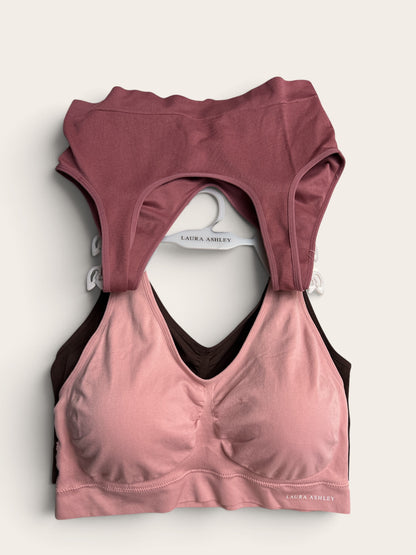 Laura Ashley 3-Pack Pull-On Bra Detail Plus Size - Mauve, Blush Pink & Mocha LS2441