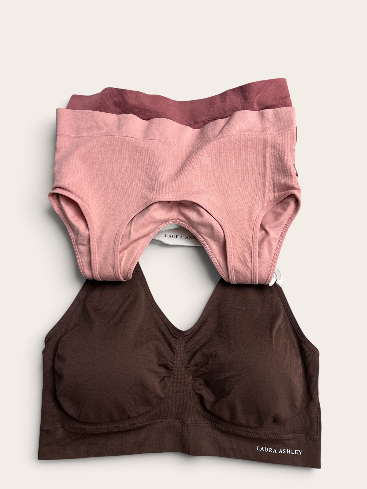Laura Ashley 3-Pack Pull-On Bra Detail Plus Size - Mauve, Blush Pink & Mocha LS2441