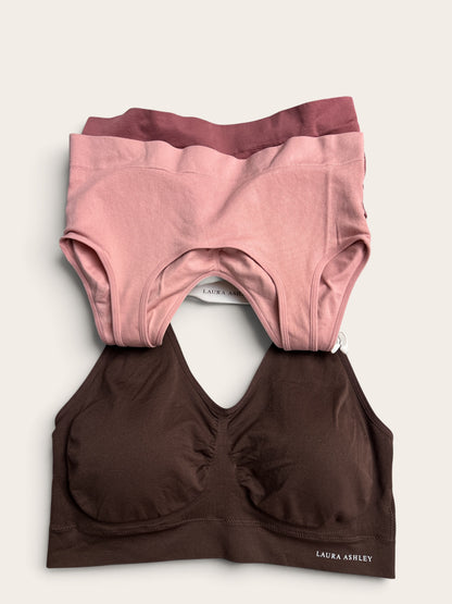 Laura Ashley 3-Pack Pull-On Bra Detail Plus Size - Mauve, Blush Pink & Mocha LS2441