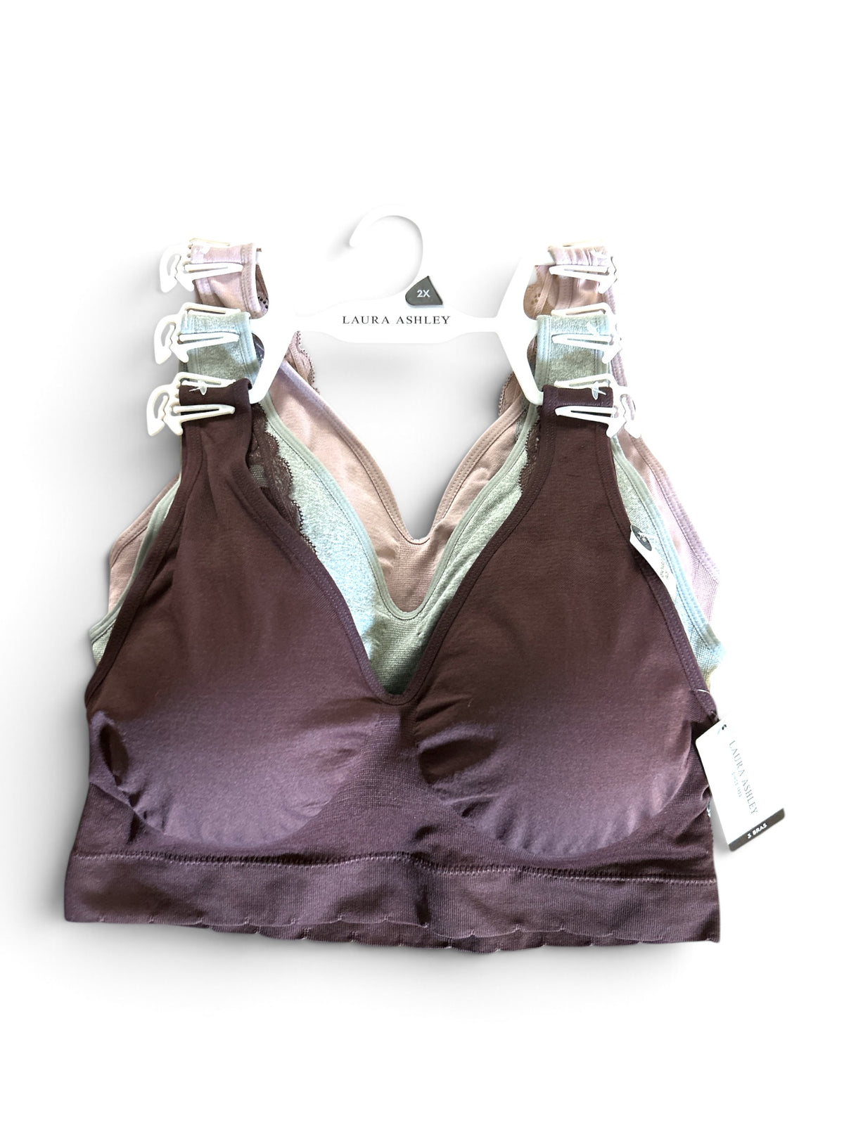 Laura Ashley 3-Pack Pull-On Bra with Lace Detail - Plus Size - Multicolor LS5243