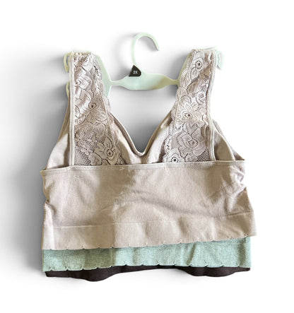 Laura Ashley 3-Pack Pull-On Bra with Lace Detail - Plus Size - Multicolor LS5243