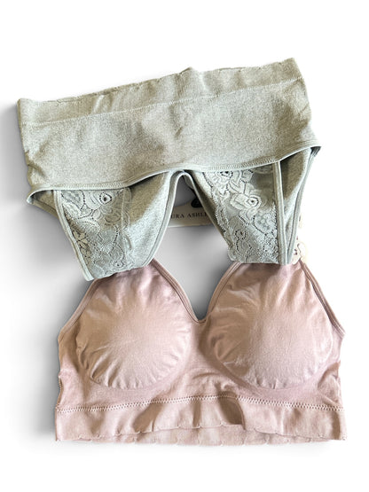 Laura Ashley 3-Pack Pull-On Bra with Lace Detail - Plus Size - Multicolor LS5243