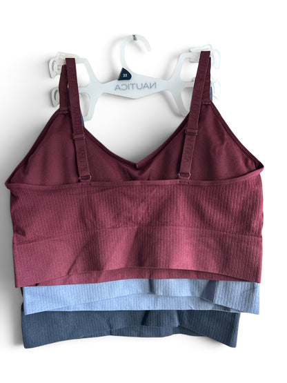 Nautica 3 Pack Women's Wireless Lounge Bras with Removable Pads Plus Size 2X  3X NT1731