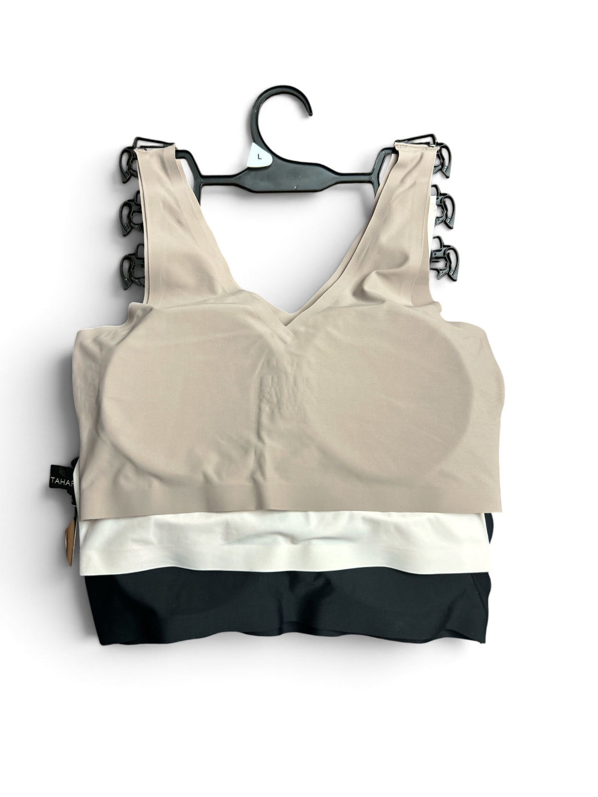 Tahari Women’s Seamless Bras Laser Cut 3 Pack V-Neck Removable Cups Sz. L NWT
