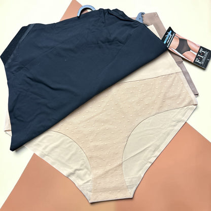 F.I.T. Women's High Waist Briefs 3 Pack Light Control Dotted Mesh S M L  NWT