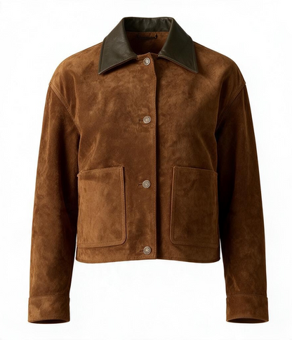 Levi's Women's Suede Cropped Chore Jacket Brown Size XL