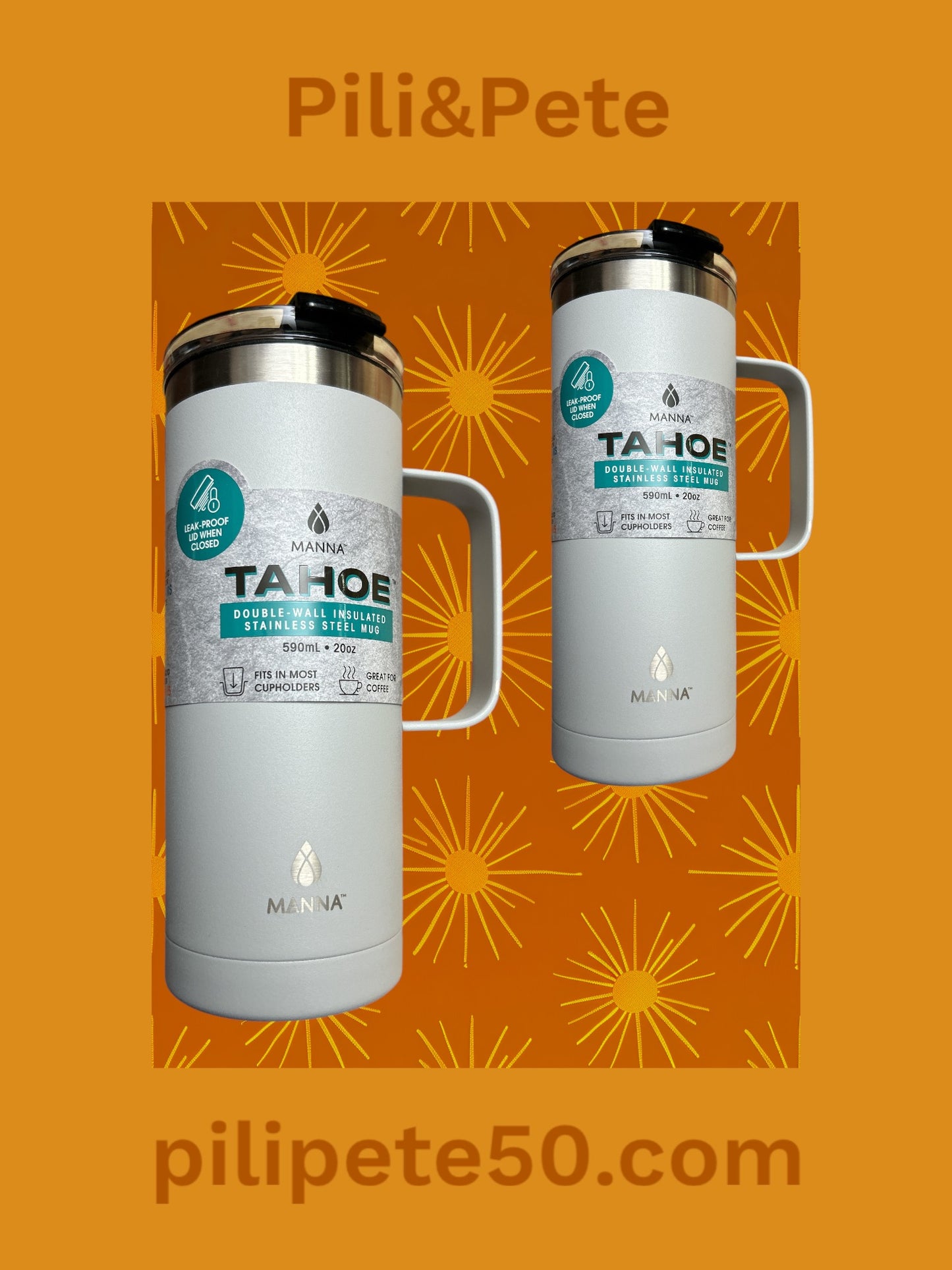 MANNA TAHOE 20 oz Stainless Steel Double Insulated Travel Mug Splash Proof Lid-GRAY