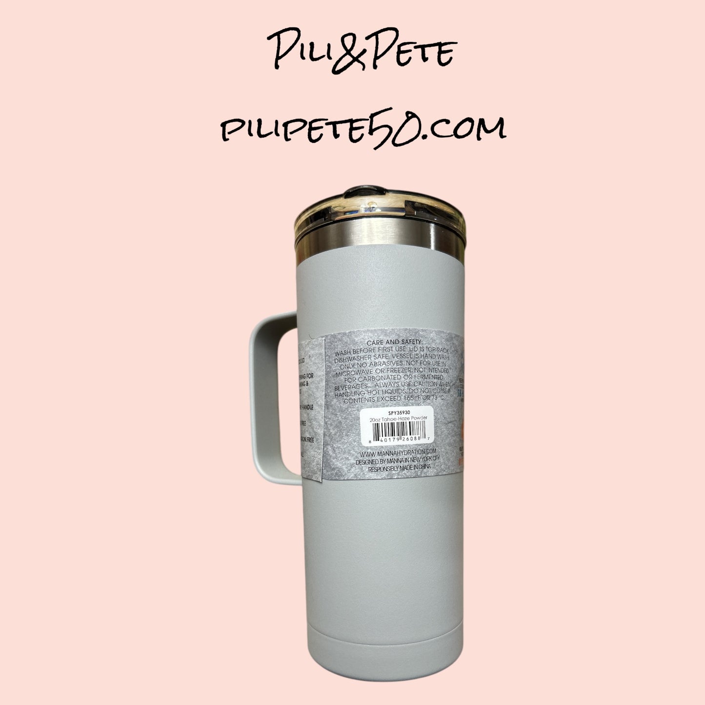 MANNA TAHOE 20 oz Stainless Steel Double Insulated Travel Mug Splash Proof Lid-GRAY