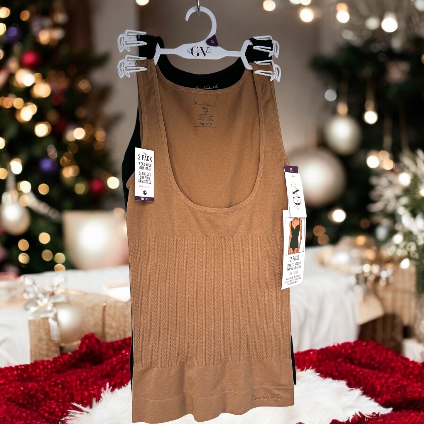 GLORIA VANDERBILT~Seamless~2 Pack Firm Control Shaping Camisole Black &Nude~ALL SIZES