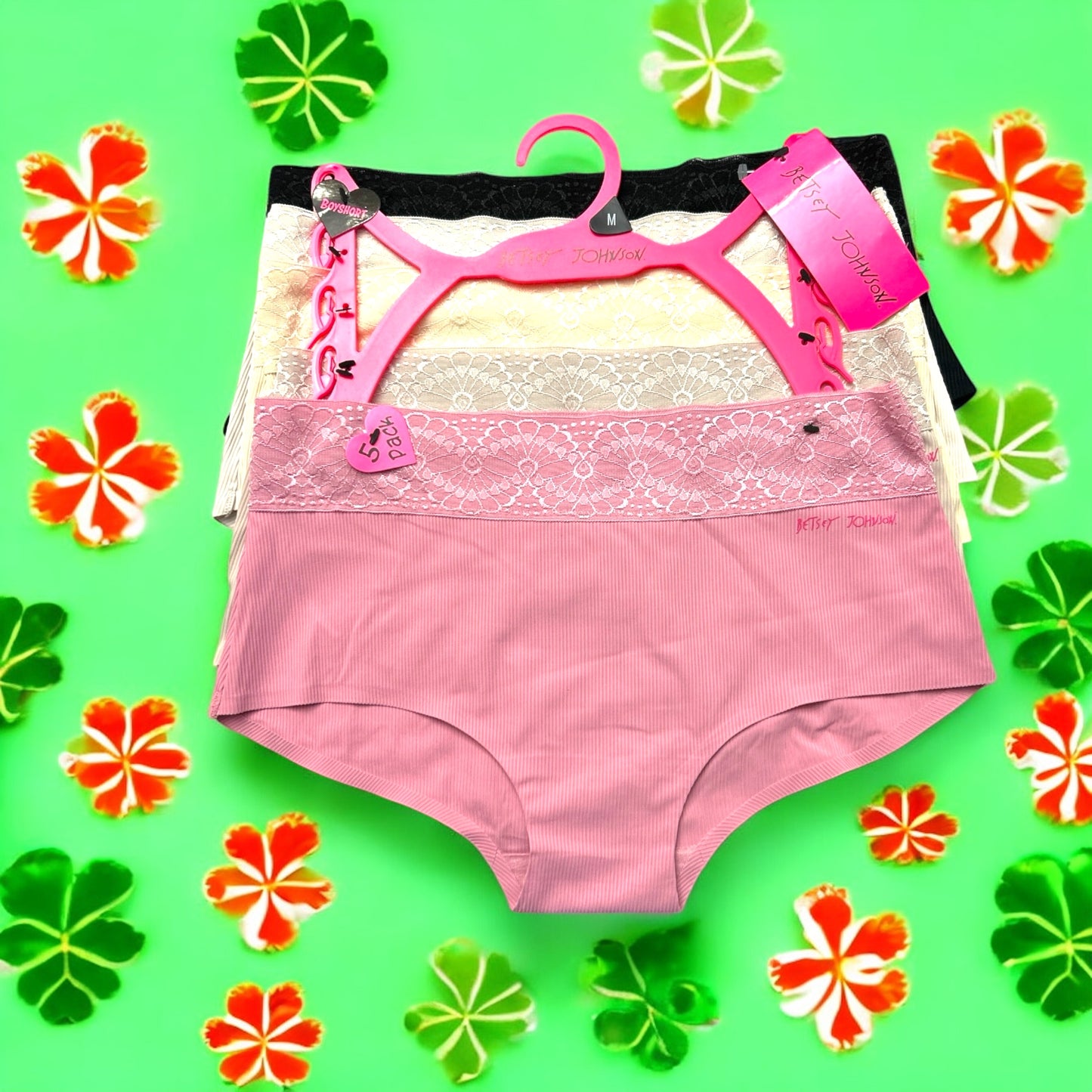 Betsy Johnson 5 pack Boy Shorts Multicolor~Seamless Style LCP5 – BJ45~ ALL SIZES !