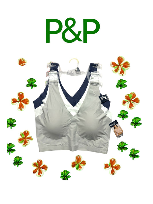 NÁUTICA 3~PACK INTIMATES LOUNGE SIZE L BRAS LASER CUT MULTICOLOR-NT3794~MSRP$64